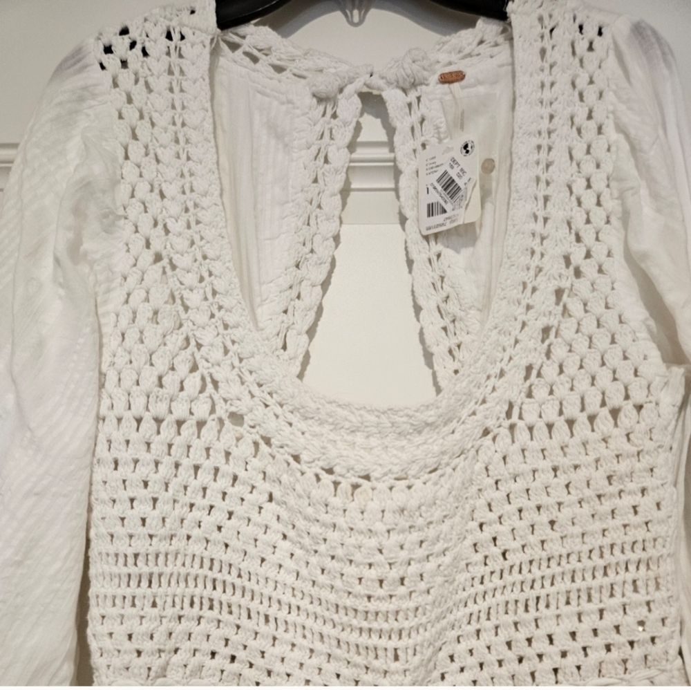 Free People White Crochet Blouse - Picture 7 of 11
